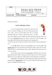 English Worksheet: Test about work 