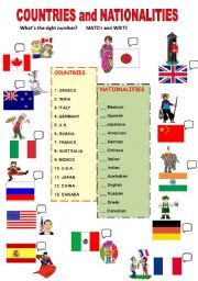 English Worksheet: countries and nationalities Matching