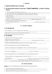 English Worksheet: Australia webquest