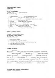 English worksheet: Present Simple Exercises