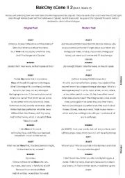 English Worksheet: The Balcony scene