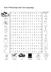 English worksheet: Living beings puzzle