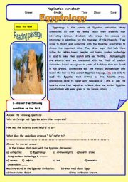 English Worksheet: EGYPTOLOGY