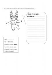 English Worksheet: Personal Information. Read and Write