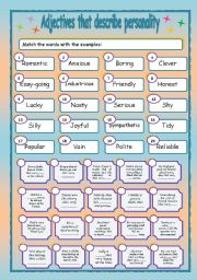 English Worksheet: Adjectives that describe personality