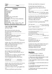 English Worksheet: Cats song