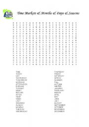 Crossword puzzle on time markers, months and days