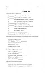 English Worksheet: Grammar Test