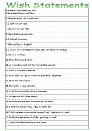 English Worksheet: Wish statements