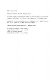 English Worksheet: CLOTHING SONG
