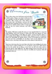 English Worksheet: Reading - Houses for Sale + Answer Key