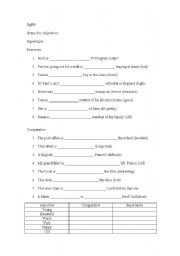 English worksheet: Adjectives Degree