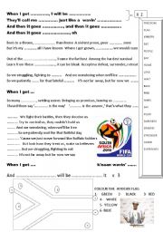 English worksheet: Wavin Flag       KNaan   FLAG COLOURING