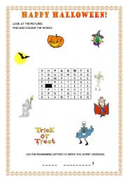 English Worksheet: Halloween wordsearch