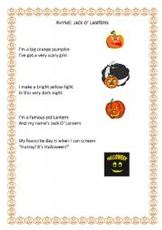 Jack O´ Lantern rhyme - ESL worksheet by pallino