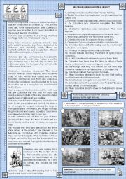 English Worksheet: Christopher Columbus - Columbus Day