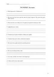 English worksheet: Patriot - the movie