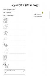 English worksheet: Have you got a pet?