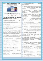 English Worksheet: LETS PRACTISE PREPOSITION-DEPENDENT VERBS!