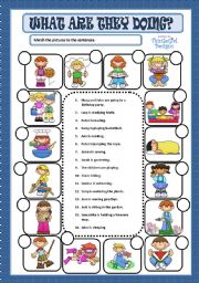 English Worksheet: PRESENT CONTINUOUS - MATCHING