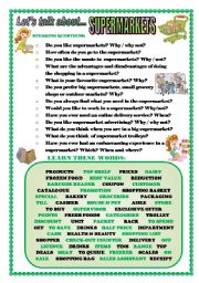 English Worksheet: LETS TALK ABOUT SUPERMARKETS (SPEAKING SERIES 85)