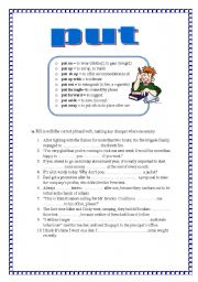 phrasal verbs - PUT- / explanation + prectice + key