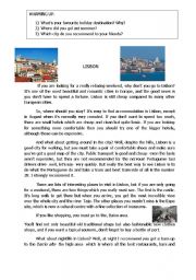 LISBON, A reading text with warmin up, scanning and writing activity. 