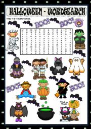 English Worksheet: HALLOWEEN - WORDSEARCH