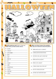 English Worksheet: Halloween scene