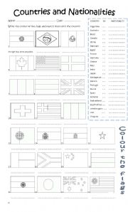 English Worksheet: COUNTRIES AND NATIONALITIES