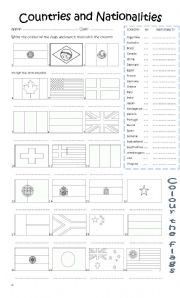 English Worksheet: COUNTRIES AND NATIONALITIES