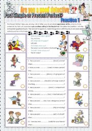 English Worksheet: Present Perfect vs Past Simple  Practice 1 WS Fully Editable 