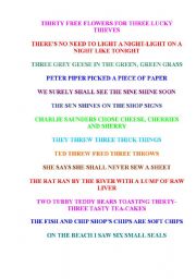 English Worksheet: Tongue-twisters