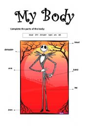 English Worksheet: Halloween + Parts of the body + keys