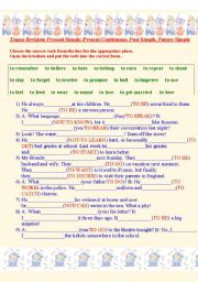 English Worksheet: Tenses Revision: Present Simple, Present Progressive, Past Simple, Future Simple. Vocabulary Test.