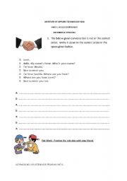 English worksheet: Basic introduction -Survival English