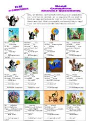 English Worksheet: Verb TO BE - read, complete, answer questions