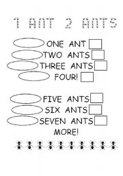 English worksheet: 1 ant 2 ants