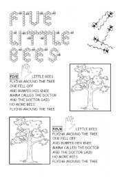 English Worksheet: five little bees