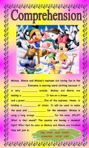 English Worksheet: Comprehension - Fun in the Snow