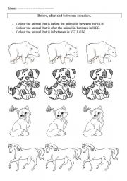 English Worksheet: Before, after and between