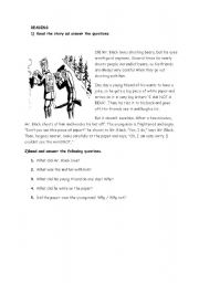 English Worksheet: reading including simple past tense