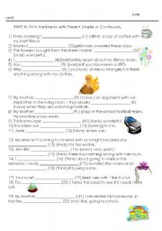 English Worksheet: A quiz on Present Simple Or Continuous including the stative verbs.( 50 x 2: 100 Points)