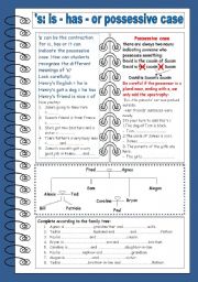 English Worksheet: possessive case