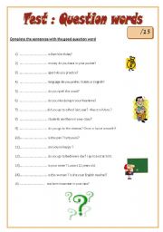 English Worksheet: Test - Question words 