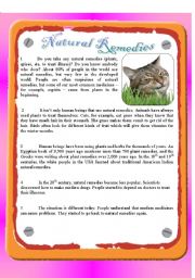 English Worksheet: Reading - Natural Remedies