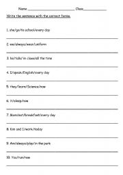 English Worksheet: Present Continous Tense Grade 2