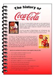 English Worksheet: The history of Coca-Cola (reading and active/passive exercise in the past)