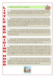 English Worksheet: Little red riding hood-reading with exercises-2 pages