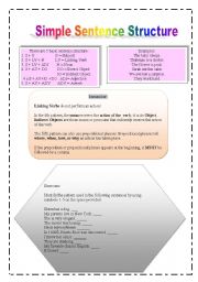 English Worksheet: Basic Sentence Structure